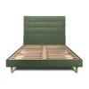 Sommeil De Plomb Lit avec tête de lit capitonnée tissu et sommier kit - Lit en bois massif Best