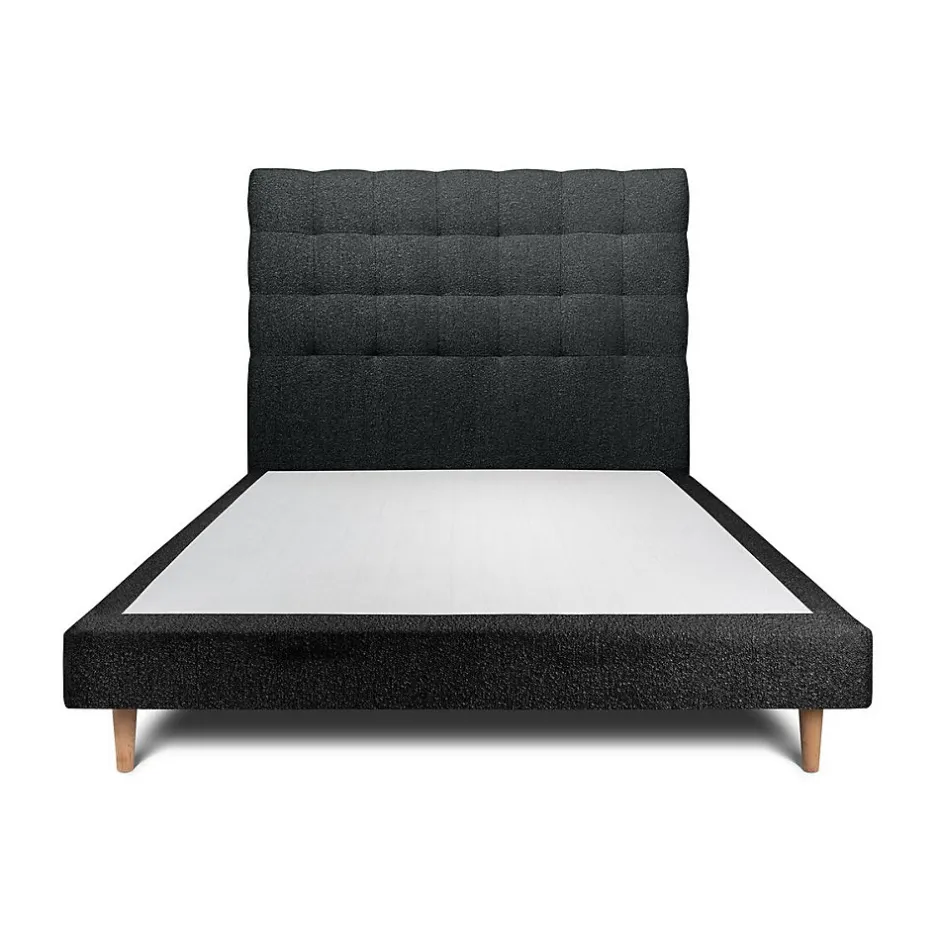 Sommeil De Plomb Lit avec tête de lit capitonnée et sommier tapissier - Lit en bois massif Clearance
