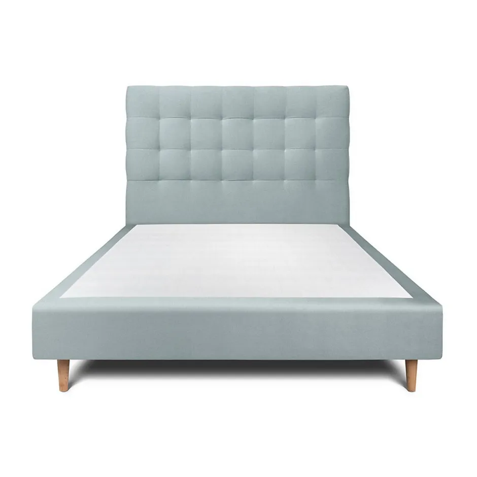 Sommeil De Plomb Lit avec tête de lit capitonnée velours et sommier - Lit en bois massif