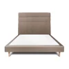 Sommeil De Plomb Lit avec tête de lit lignes velours et sommier tapissier - Lit en bois massif