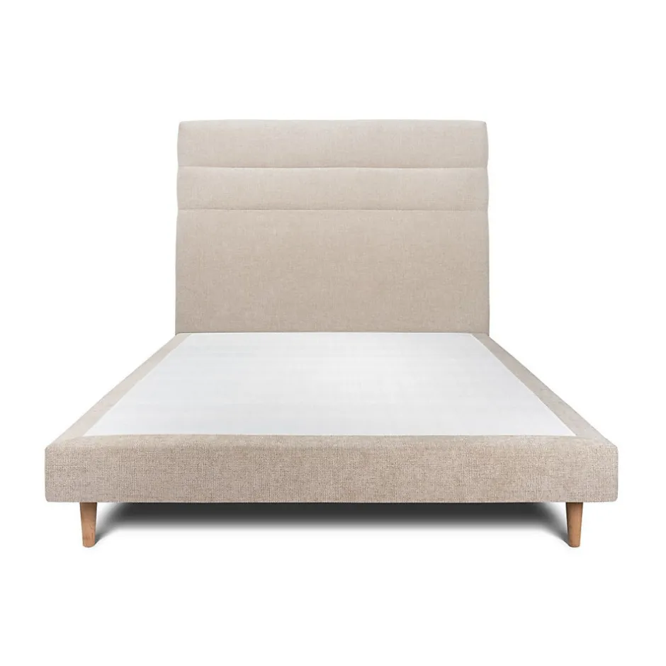 Sommeil De Plomb Lit avec tête de lit lignes tissu et sommier tapissier - Lit en bois massif