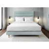 Sommeil De Plomb Lit avec tête de lit lignes velours et sommier kit - Lit en bois massif Online