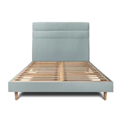 Sommeil De Plomb Lit avec tête de lit lignes velours et sommier kit - Lit en bois massif Online