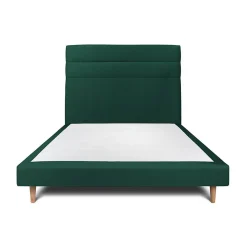 Sommeil De Plomb Lit avec tête de lit lignes velours et sommier tapissier - Lit en bois massif
