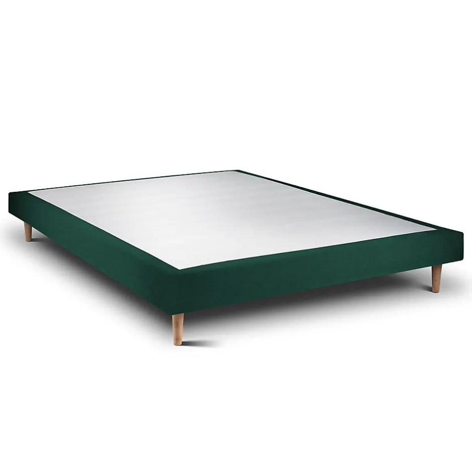 Sommeil De Plomb Lit avec tête de lit lignes velours et sommier tapissier - Lit en bois massif