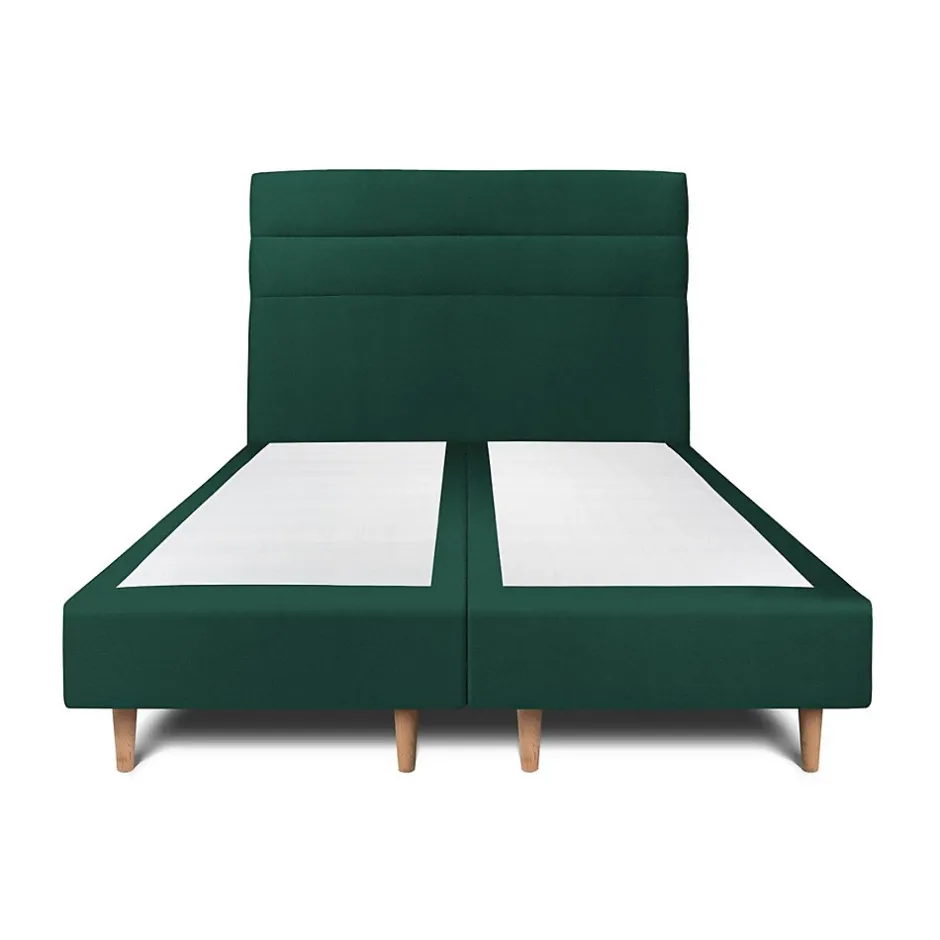Sommeil De Plomb Lit avec tête de lit lignes velours et sommier tapissier - Lit en bois massif Sale