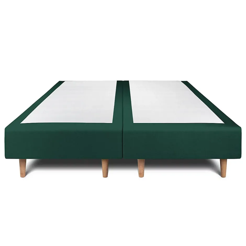 Sommeil De Plomb Lit avec tête de lit lignes velours et sommier tapissier - Lit en bois massif Sale
