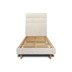 Sommeil De Plomb Lit avec tête de lit lignes tissu et sommier kit - Lit en bois massif