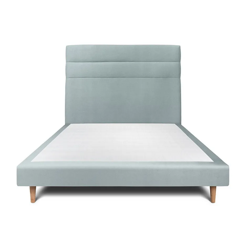 Sommeil De Plomb Lit avec tête de lit lignes velours et sommier tapissier - Lit en bois massif