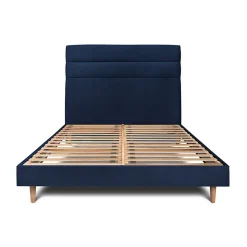 Sommeil De Plomb Lit avec tête de lit lignes velours et sommier kit - Lit en bois massif Best