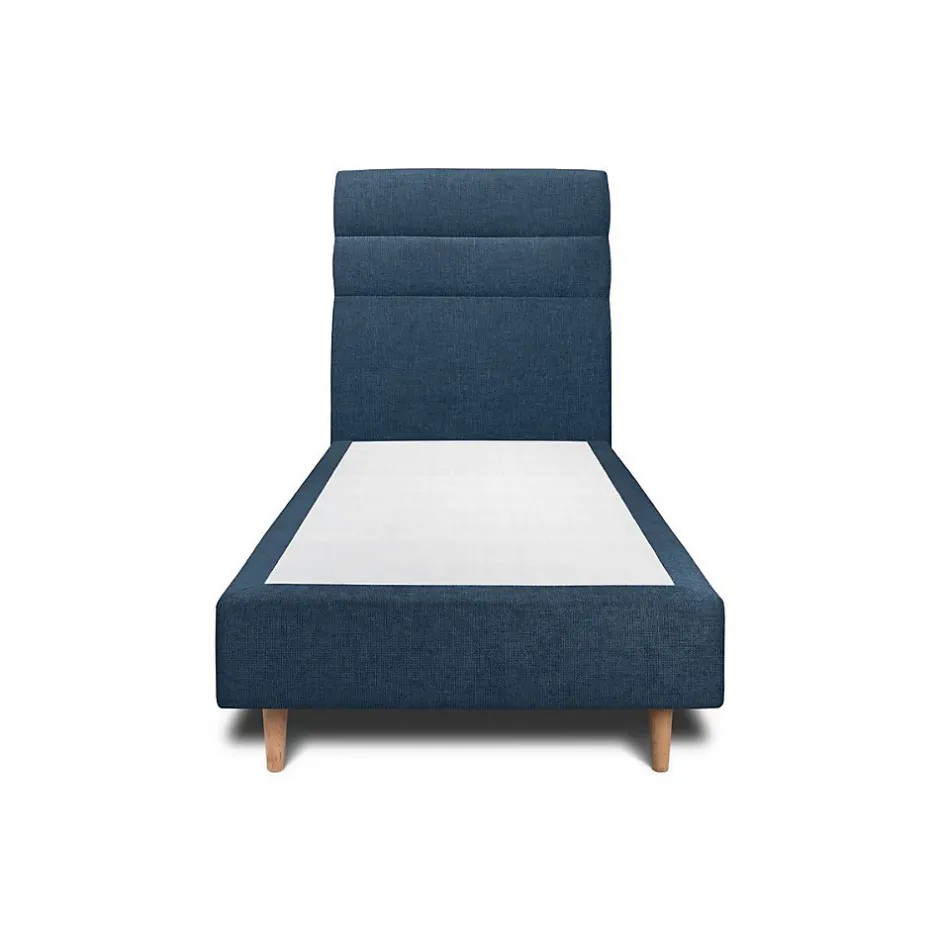 Sommeil De Plomb Lit avec tête de lit lignes tissu et sommier tapissier - Lit en bois massif
