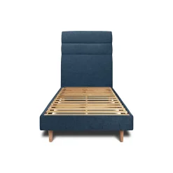 Sommeil De Plomb Lit avec tête de lit lignes tissu et sommier kit - Lit en bois massif Sale
