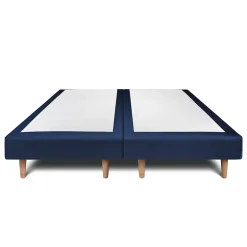 Sommeil De Plomb Lit avec tête de lit lignes velours et sommier tapissier - Lit en bois massif Clearance