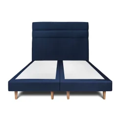 Sommeil De Plomb Lit avec tête de lit lignes velours et sommier tapissier - Lit en bois massif Clearance