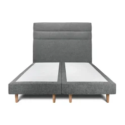 Sommeil De Plomb Lit avec tête de lit lignes tissu et sommier tapissier - Lit en bois massif