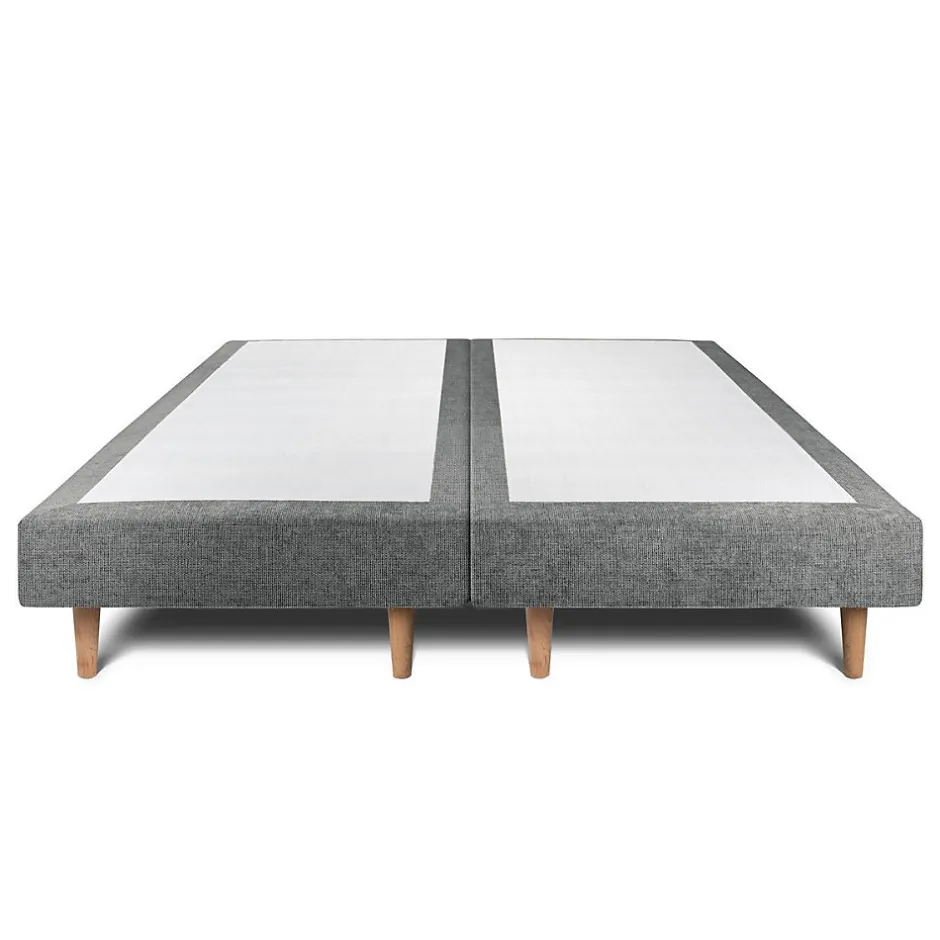 Sommeil De Plomb Lit avec tête de lit lignes tissu et sommier tapissier - Lit en bois massif
