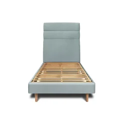 Sommeil De Plomb Lit avec tête de lit lignes velours et sommier kit - Lit en bois massif Online