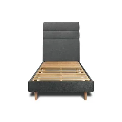 Sommeil De Plomb Lit avec tête de lit lignes tissu et sommier kit - Lit en bois massif