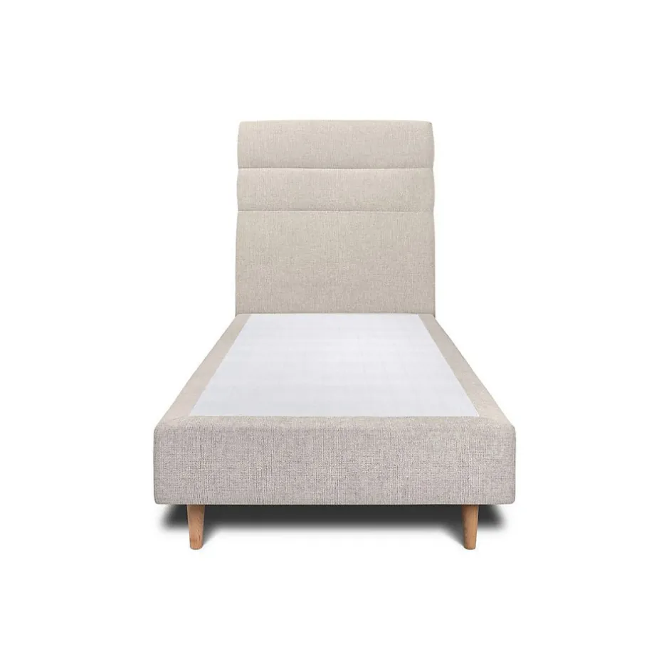 Sommeil De Plomb Lit avec tête de lit lignes tissu et sommier tapissier - Lit en bois massif