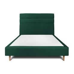 Sommeil De Plomb Lit avec tête de lit lignes velours et sommier tapissier - Lit en bois massif