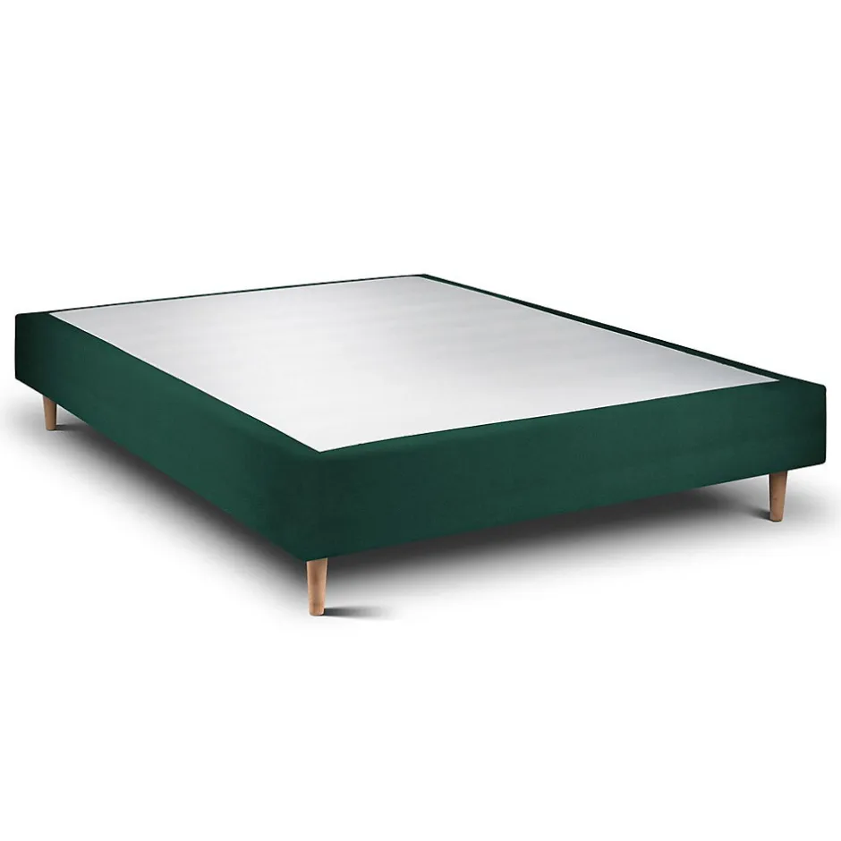 Sommeil De Plomb Lit avec tête de lit lignes velours et sommier tapissier - Lit en bois massif