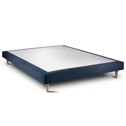 Sommeil De Plomb Lit avec tête de lit lignes tissu et sommier tapissier - Lit en bois massif