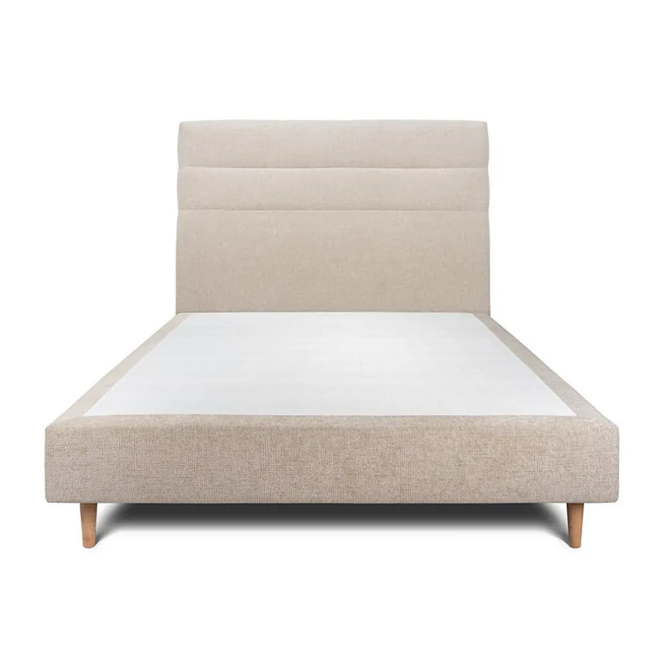 Sommeil De Plomb Lit avec tête de lit lignes tissu et sommier tapissier - Lit en bois massif