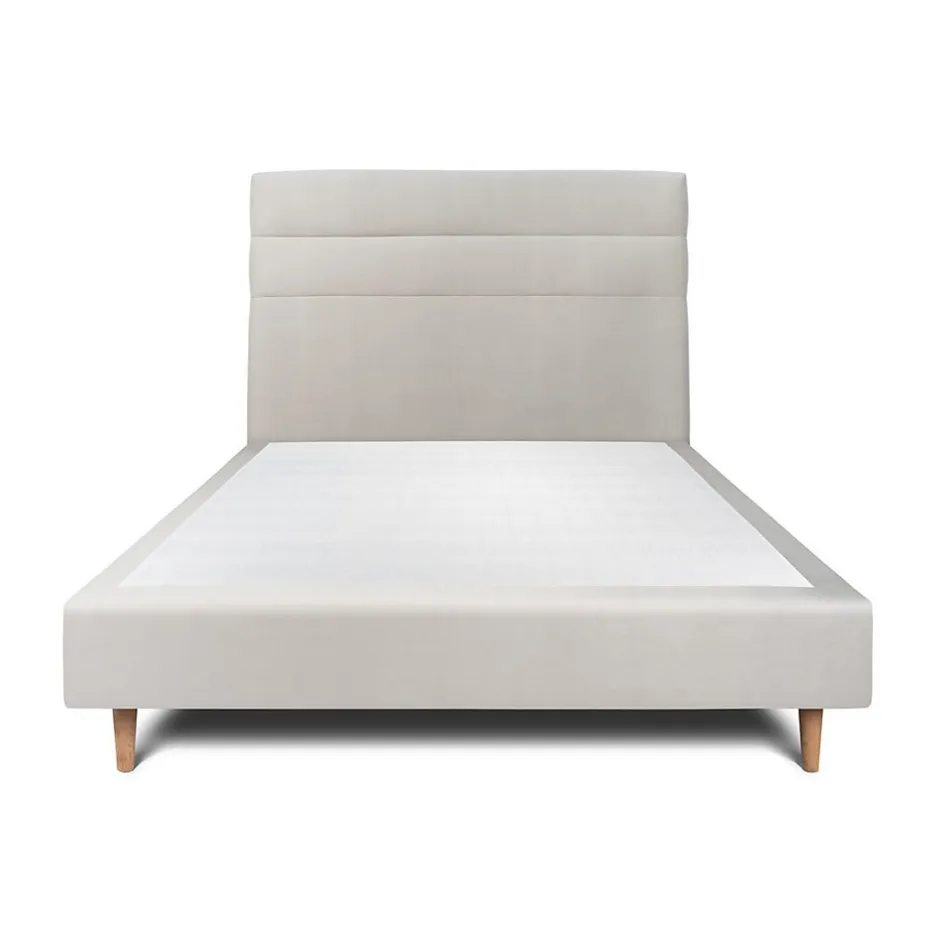 Sommeil De Plomb Lit avec tête de lit lignes velours et sommier tapissier - Lit en bois massif