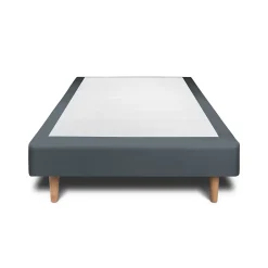 Sommeil De Plomb Lit avec tête de lit lignes velours et sommier tapissier - Lit en bois massif