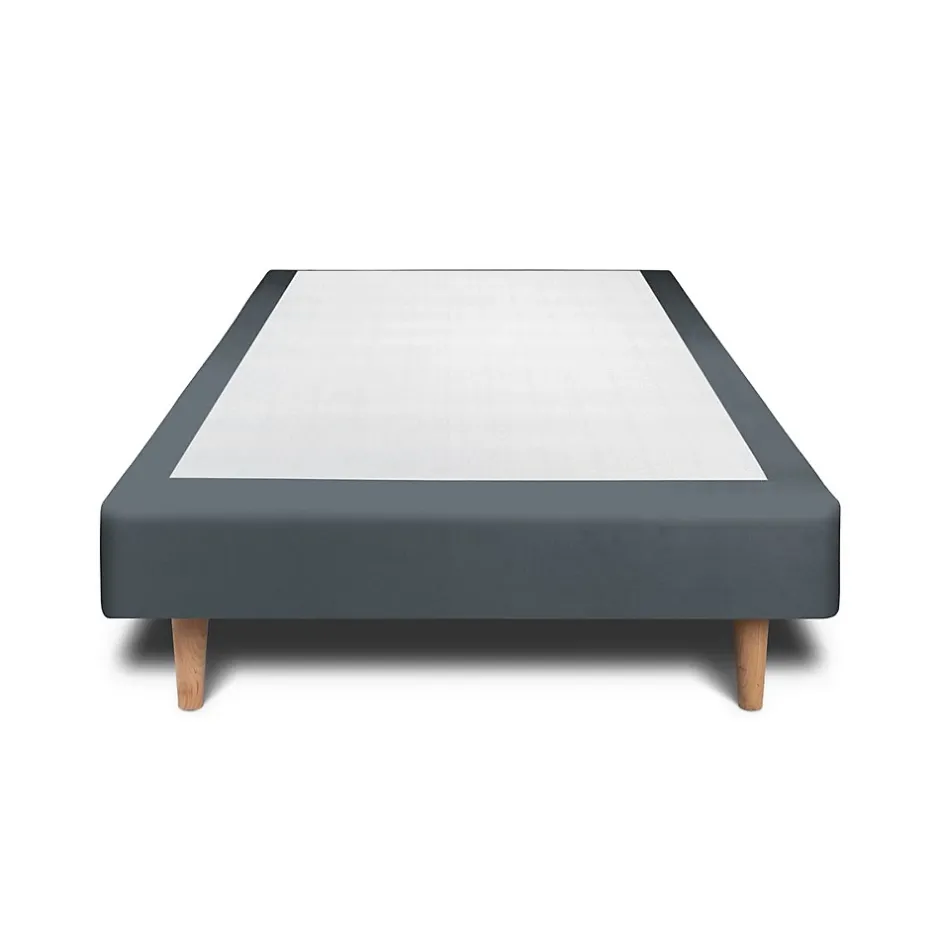 Sommeil De Plomb Lit avec tête de lit lignes velours et sommier tapissier - Lit en bois massif