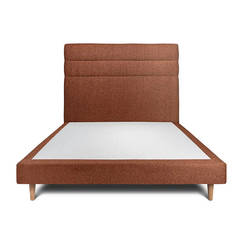 Sommeil De Plomb Lit avec tête de lit lignes bouclette et sommier tapissier - Lit en bois massif