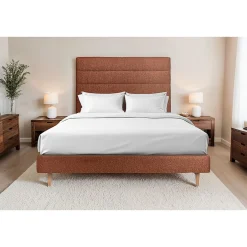Sommeil De Plomb Lit avec tête de lit lignes bouclette et sommier tapissier - Lit en bois massif