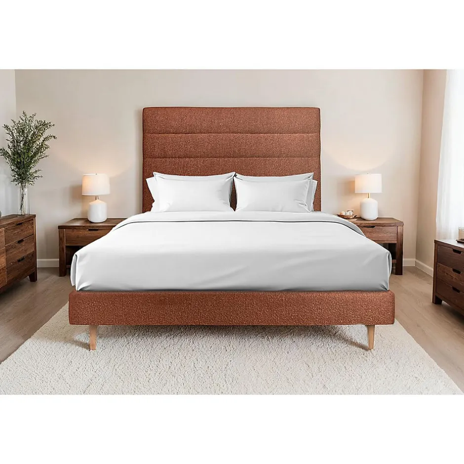 Sommeil De Plomb Lit avec tête de lit lignes bouclette et sommier tapissier - Lit en bois massif