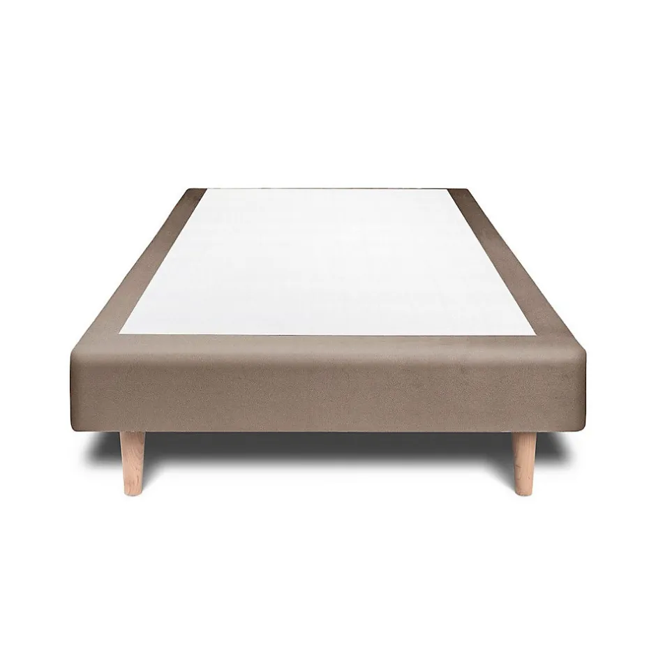 Sommeil De Plomb Lit avec tête de lit lignes velours et sommier tapissier - Lit en bois massif