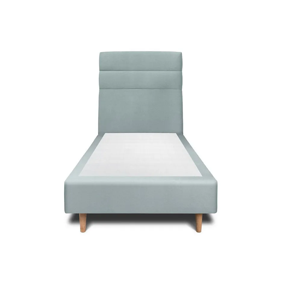 Sommeil De Plomb Lit avec tête de lit lignes velours et sommier tapissier - Lit en bois massif