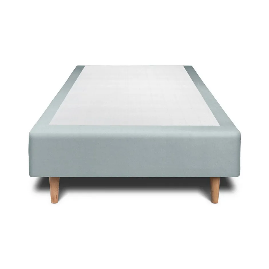 Sommeil De Plomb Lit avec tête de lit lignes velours et sommier tapissier - Lit en bois massif
