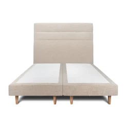 Sommeil De Plomb Lit avec tête de lit lignes tissu et sommier tapissier - Lit en bois massif