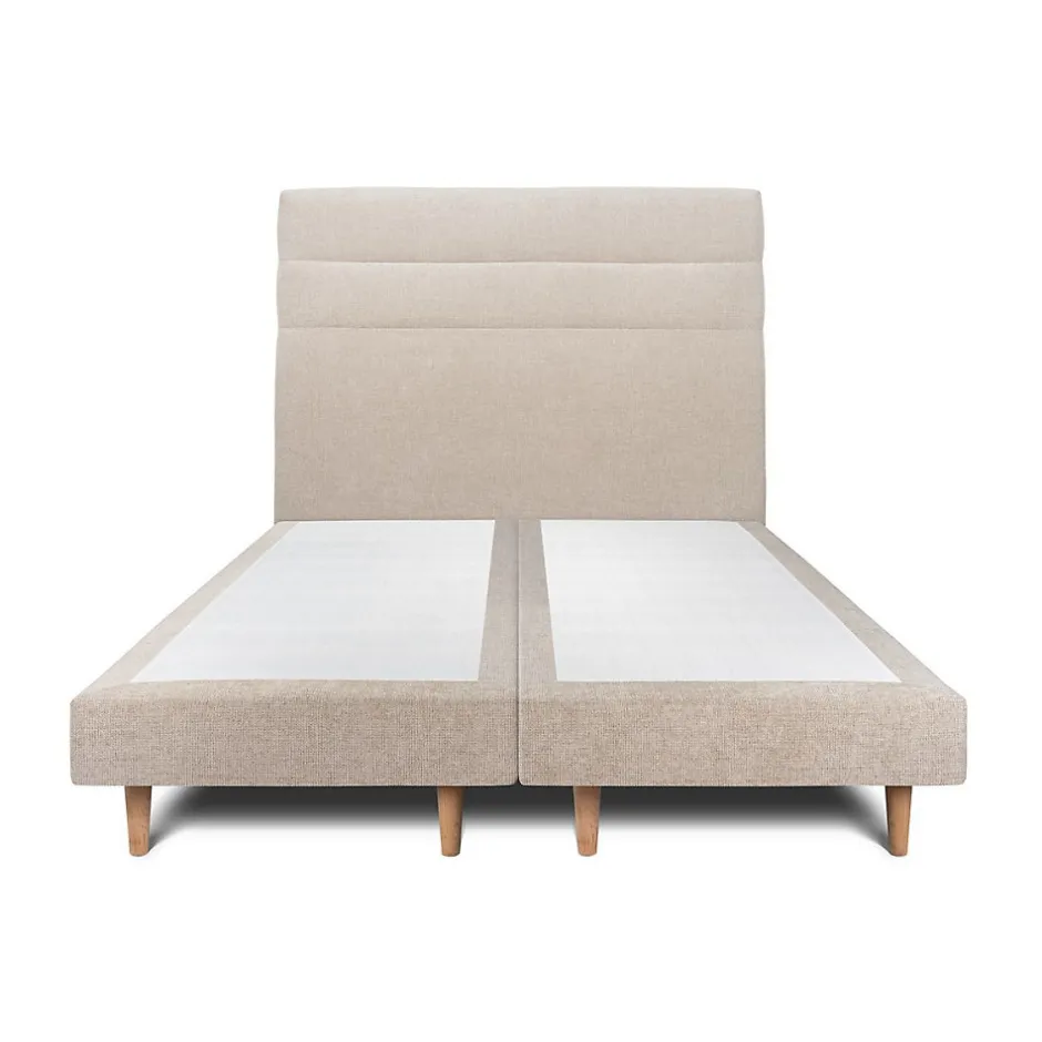 Sommeil De Plomb Lit avec tête de lit lignes tissu et sommier tapissier - Lit en bois massif