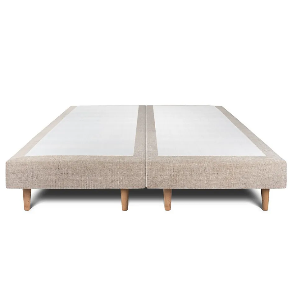 Sommeil De Plomb Lit avec tête de lit lignes tissu et sommier tapissier - Lit en bois massif