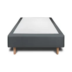 Sommeil De Plomb Lit avec tête de lit lignes velours et sommier tapissier - Lit en bois massif