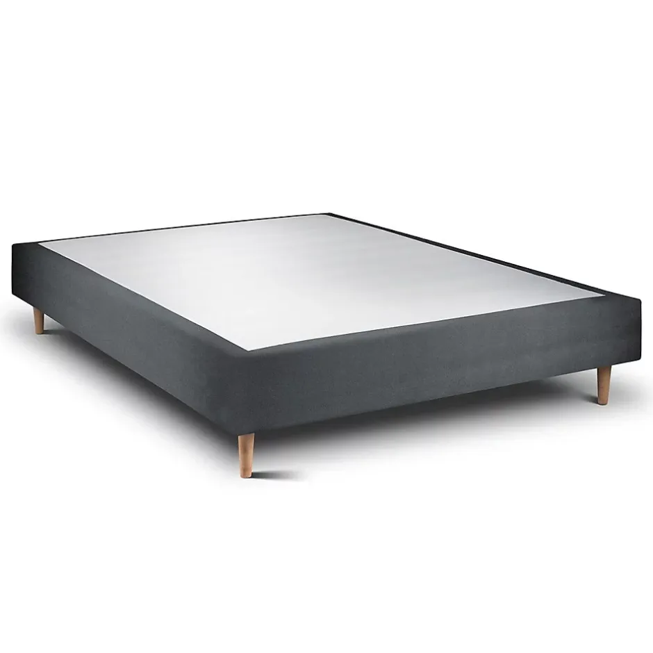 Sommeil De Plomb Lit avec tête de lit lignes velours et sommier tapissier - Lit en bois massif Discount
