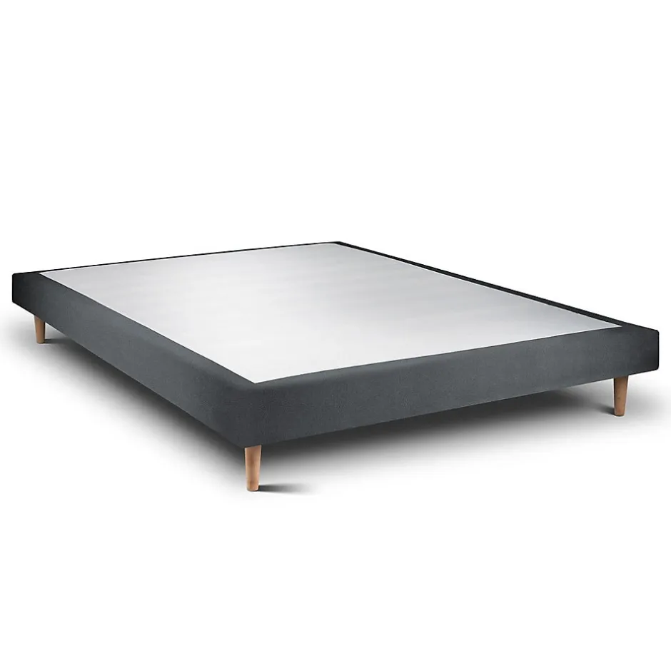 Sommeil De Plomb Lit avec tête de lit lignes velours et sommier tapissier - Lit en bois massif
