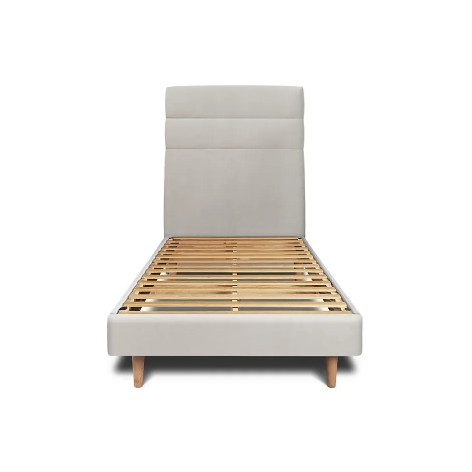 Sommeil De Plomb Lit avec tête de lit lignes velours et sommier kit - Lit en bois massif