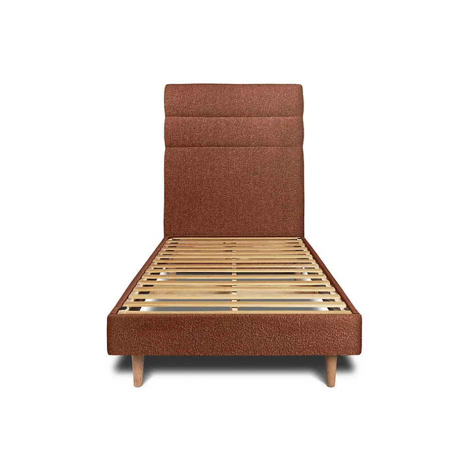 Sommeil De Plomb Lit avec tête de lit lignes bouclette et sommier kit - Lit en bois massif