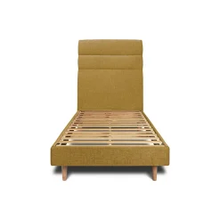Sommeil De Plomb Lit avec tête de lit lignes tissu et sommier kit - Lit en bois massif