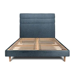 Sommeil De Plomb Lit avec tête de lit lignes bouclette et sommier kit - Lit en bois massif Outlet