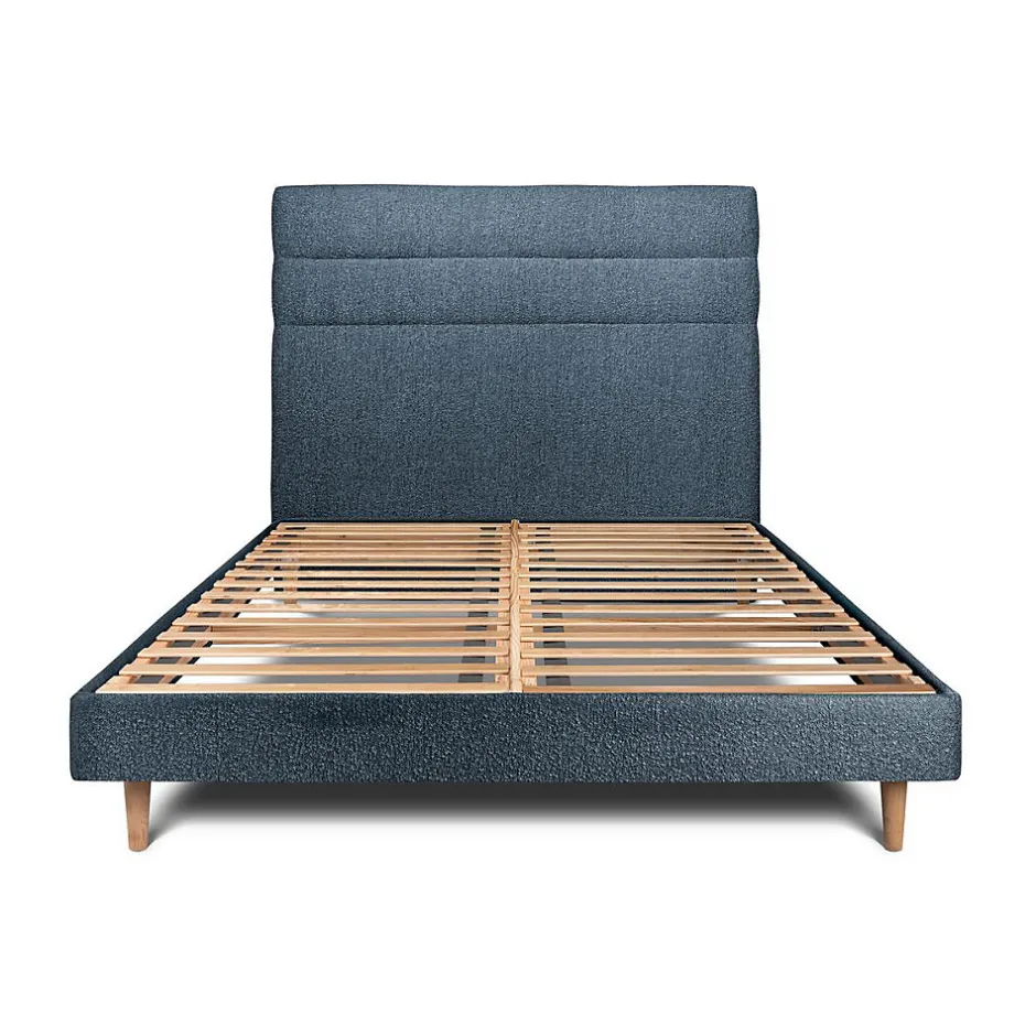 Sommeil De Plomb Lit avec tête de lit lignes bouclette et sommier kit - Lit en bois massif Outlet