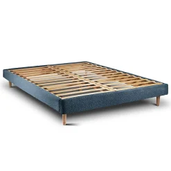 Sommeil De Plomb Lit avec tête de lit lignes bouclette et sommier kit - Lit en bois massif Outlet