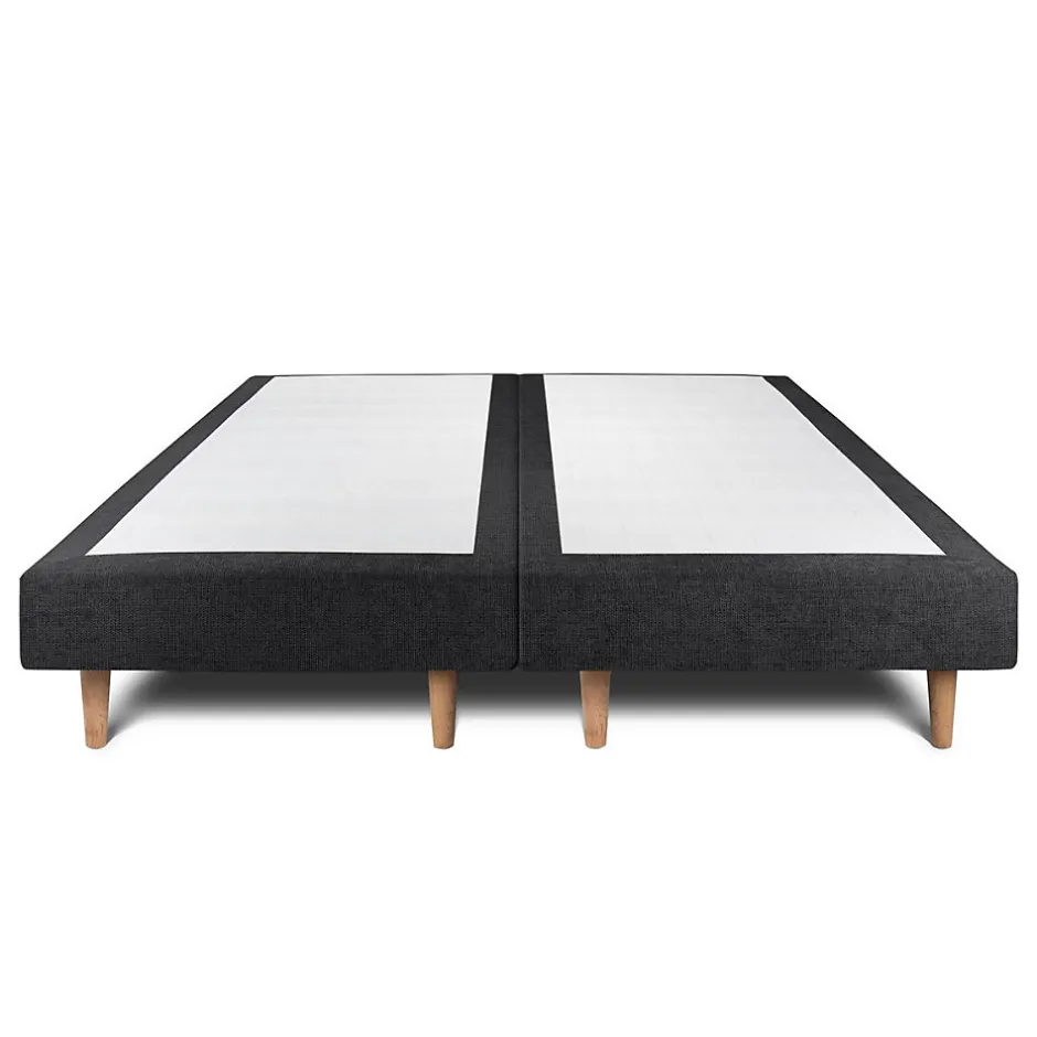 Sommeil De Plomb Lit avec tête de lit lignes tissu et sommier tapissier - Lit en bois massif