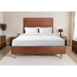 Sommeil De Plomb Lit avec tête de lit lignes bouclette et sommier tapissier - Lit en bois massif